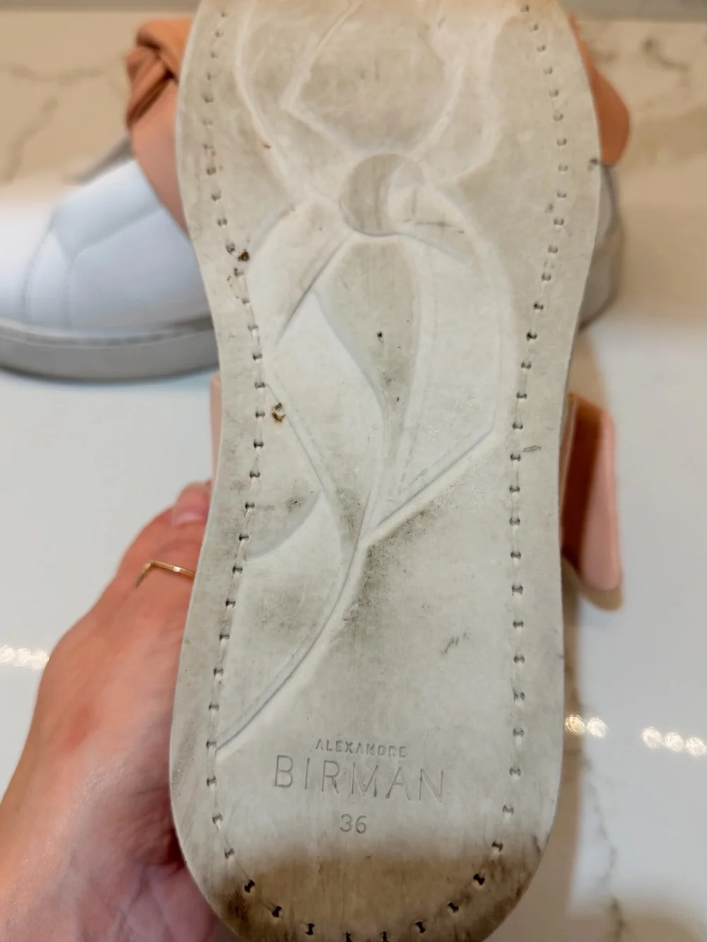 Alexandre Birman Clarita Bow Leather Sneakers White & Blush Pink Size 36